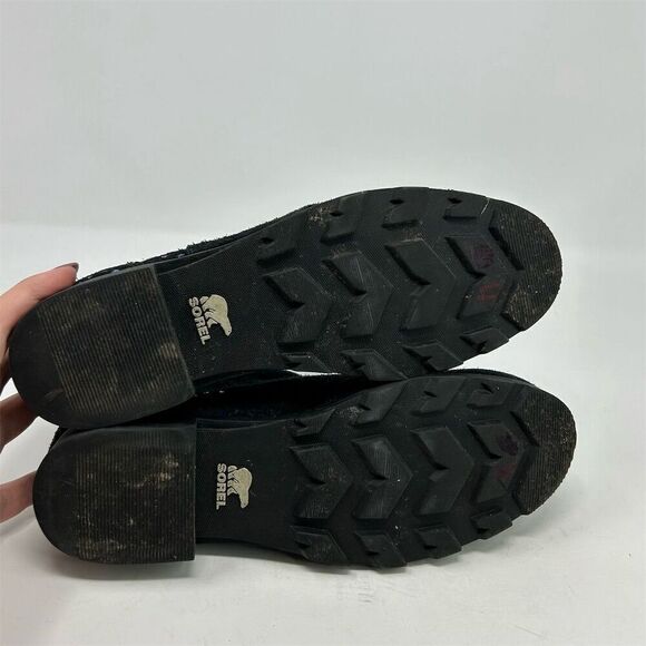 Sorel Emelie Black Leather Chelsea Boots Girls Size 5 Multicolor Rainbow Stars - Picture 12 of 14